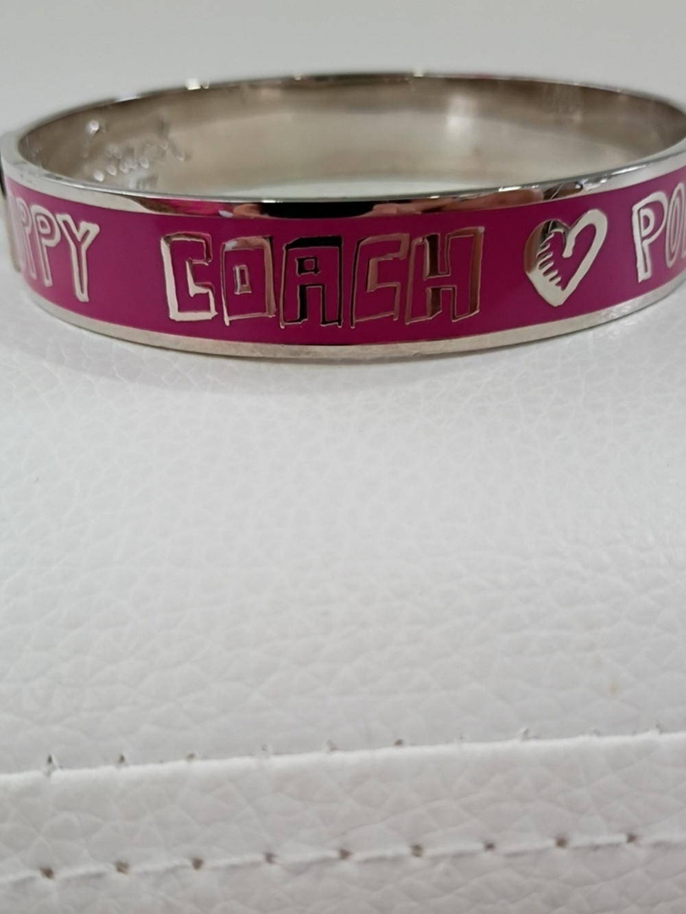 Coach Pink 'Poppy' Enamel Bangle Bracelet - Picture 2 of 7